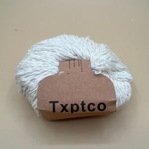 Txptco 100% Wool Yarn Cream White Gold Metallic Sparkle Tinsel 50g Skein